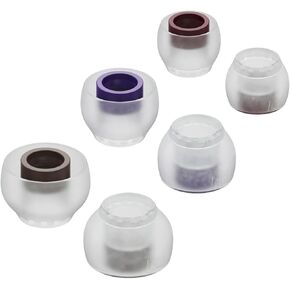 TRI Clarion Silicone Earphones Tips, 3 Pairs Blocking Out Ambient Noise, Inner Nozzle 4.00mm-5.50mm, Purple, Green, Silver