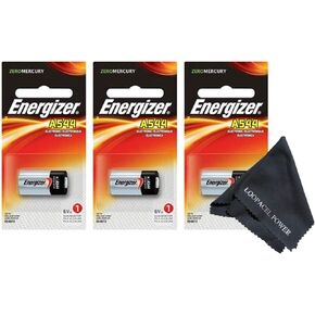 Energizer A544 6-Volt Photo Battery 3 Pack With Cloth - With Loopacell Brand Microfiber Cleaning Cloth Ultra Smooth, Colors May Vary