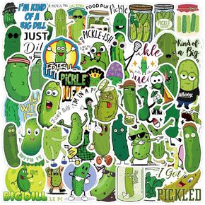 60PCS Funny Pickle Stickers Cartoon Cucumber Stickers for Water Bottles Laptop Phone Luggage Journal, Kechup Vinyl Waterproof Stickers for Adults Funny Decals