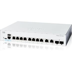 محول Cisco Catalyst 1200-8T-E-2G الذكي، 8 منافذ GE، Ext PS، 2x1GE Combo، حماية محدودة مدى الحياة (C1200-8T-E-2G)