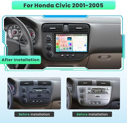 8 Core 6G RAM + 128G ROM Android 13 ستيريو سيارة لـ 2001-2005 Honda Civic راديو السيارة مع 9 بوصة 1280 * 720 دقة Carplay Android Auto 32EQ DSP كاميرا احتياطية SWC in Saudi Arabia