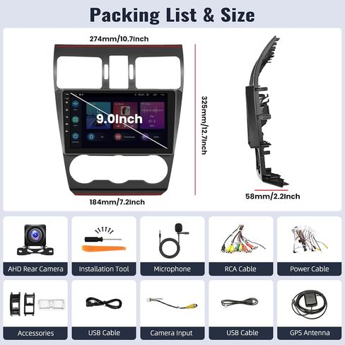 SIXWIN 1G+32G Android Car Stereo for Subaru Forester 2016 2017 2018 Navi إصدار راديو السيارة مع CarPlay اللاسلكي Android Auto Mirror Link Bluetooth FM GPS Navigation WiFi HiFi كاميرا احتياطية MIC in Saudi Arabia