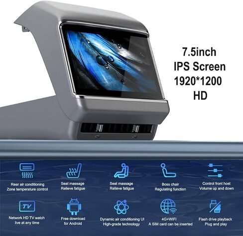 Upgrade Rear Seat Touch LCD Screen 6GB+64GB 7.5inch Display Screen Android 11 Entertainment System for Tesla Model 3 Model Y 2020-2023(8-Core,1920 * 1200,with Carplay&Android Auto,Black) in Saudi Arabia