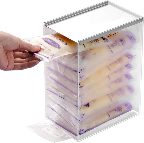 Breast Milk Storage Bags Freezer Organizer for Fridge, Clear Acrylic Breast Milk Storage Tower with Freezing Tray, First-in First-Out Container Storing Systerm, Baby Breastfeeding Essentials in Saudi Arabia