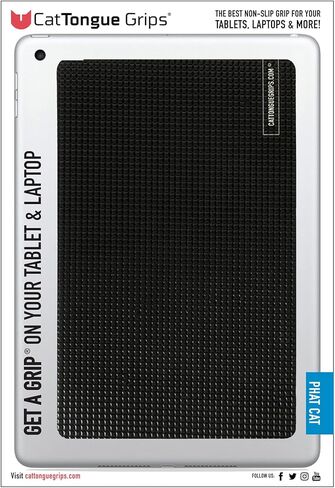 مقابض الكمبيوتر اللوحي Phat Cat من CatTongue Grips - دعامة شريط قبضة غير كاشطة للأجهزة اللوحية وأجهزة الكمبيوتر المحمولة، قبضة عالمية غير قابلة للانزلاق بدون حجم إضافي (شفاف) in Kuwait