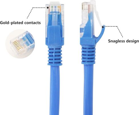 Cat6 Ethernet Patch Cable 1 Ft 10Gbps Network Internet LAN Patch Cord, Snagless RJ45 Cat 6 Patch Cable for Router, Modem, Xbox, PS4, Switch, Blue and Gray (4Pack) in Saudi Arabia
