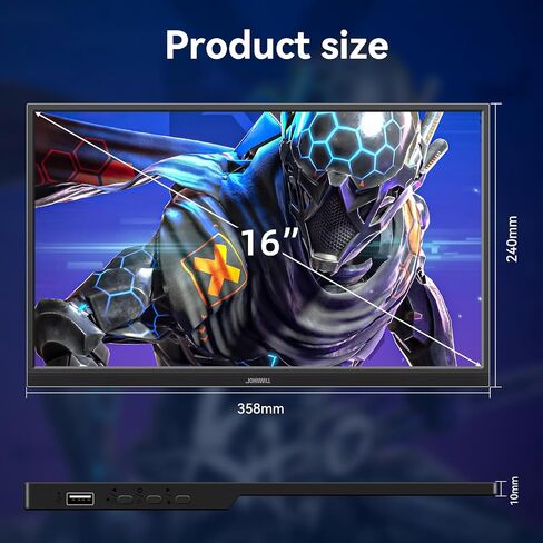 شاشة محمولة 120 هرتز 16 بوصة 1200 بكسل IPS Full HD HDMI Type-C شاشة ألعاب كمبيوتر محمول مدمجة ومكبرات صوت مدمجة وحامل ثلاثي القوائم خارجي رفيع وشاشة سفر لهاتف Mac PS4/PS5/Xbox شاشة الألعاب in Kuwait