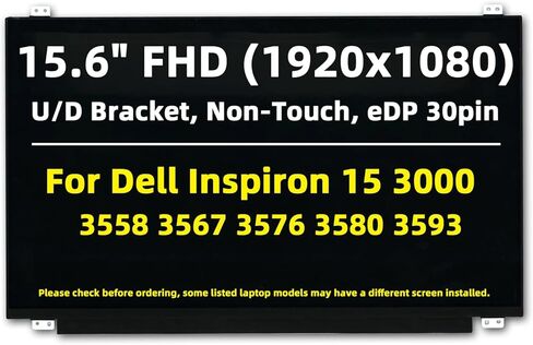شاشة بديلة متوافقة مع Dell Inspiron 3000 15 FHD 1920x1080، IPS 30Pin، مع دعامة، لوحة عرض LCD LED غير تعمل باللمس مقاس 15.6 بوصة لـ 3558 3567 3576 3580 3593 in Kuwait