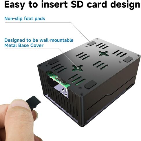 حافظة معدنية Miuzei لجهاز Raspberry Pi 5 مع مبرد نشط رسمي Pi 5 لـ Raspberry Pi 5 4GB/8GB، تدعم اللوحة الطرفية PCIe X1000/X1001/X1003/N04/N05 (شفاف) in Kuwait