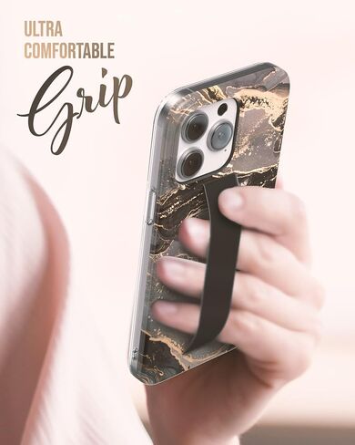 ENCASED Loop Strap Case, Compatible with iPhone 14 PRO MAX (2022) with Screen Protector, Black Gold Marble in Saudi Arabia