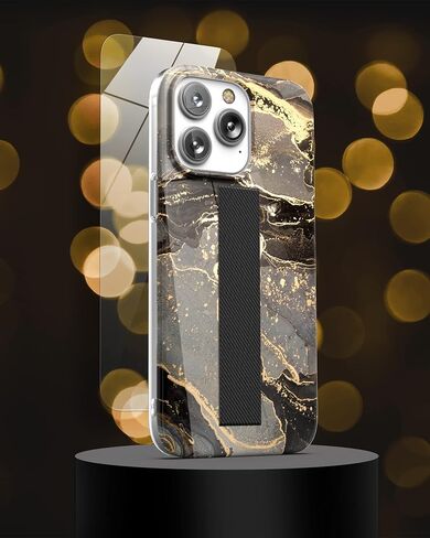 ENCASED Loop Strap Case, Compatible with iPhone 14 PRO MAX (2022) with Screen Protector, Black Gold Marble in Saudi Arabia