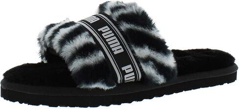 PUMA Women's Fluff Wild Slides, Black White, 10 Medium US in Saudi Arabia
