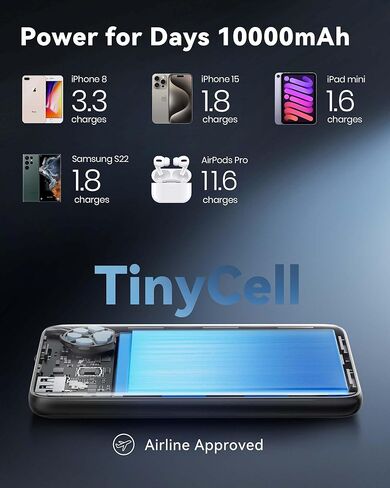 شاحن محمول INIU، أنحف بنك طاقة 10000 مللي أمبير في الساعة 22.5 وات PD، حزمة بطارية شحن عالية السرعة داخل وخارج USB C، بنك طاقة خارجي للهاتف متوافق مع iPhone 15 14 13 12 Samsung S22 S21 Google iPad إلخ in Kuwait