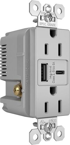 Legrand Pass & Seymour TR20USBAC6W 20 أمبير، مقاوم للعبث، مواصفات عالية التحمل، منفذ وعاء مزدوج للديكور مع منافذ شحن USB A/C 6.0A فائقة السرعة، أبيض (عدد واحد) in Saudi Arabia