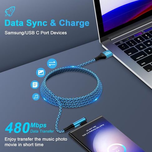 كابل شاحن سامسونج شحن سريع USB C Powe سلك 3.1A زاوية يمنى 3 حزمة/6FT USB A إلى USB C شاحن سلك مضفر لهاتف Samsung Galaxy S24 23 Ultra A54 A14 5G Z Flip 5 S22 S21 S20، Pixel 8 7a 7 Pro 6 6a in Kuwait