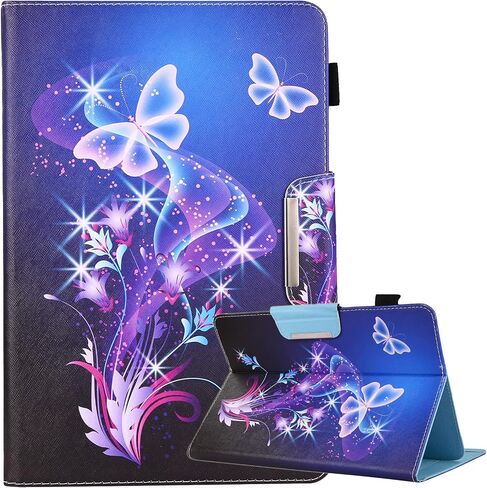 9.5-10.5 inch Tablet Case, Universal Protective Cover Stand Folio Case for 9 10 10.1 Inch Android Touchscreen Tablet, Purple Butterfly in Saudi Arabia
