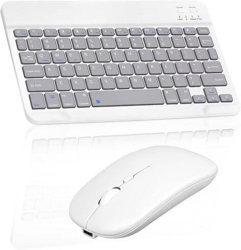 Rechargeable Bluetooth Keyboard and Mouse Combo Ultra Slim for Samsung Galaxy Tab S6 Lite and All Bluetooth Enabled Android/PC-Baby Pink Keyboard with Baby Pink RGB LED Mouse in Saudi Arabia
