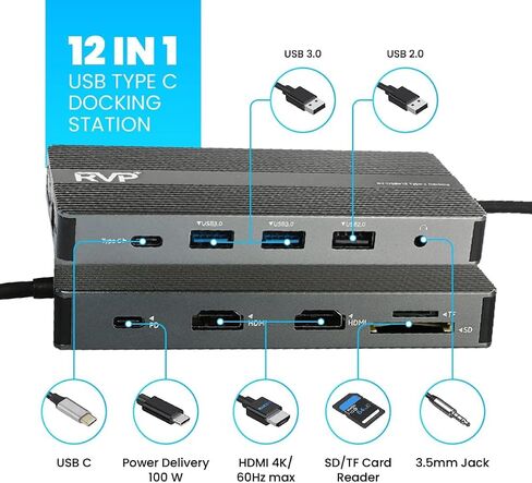 USB C Docking Station 3 Monitors, High-Performance 12-in-1, 100W Charging in Saudi Arabia