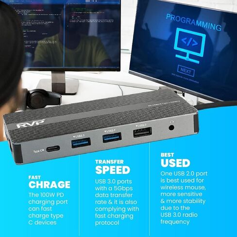 USB C Docking Station 3 Monitors, High-Performance 12-in-1, 100W Charging in Saudi Arabia