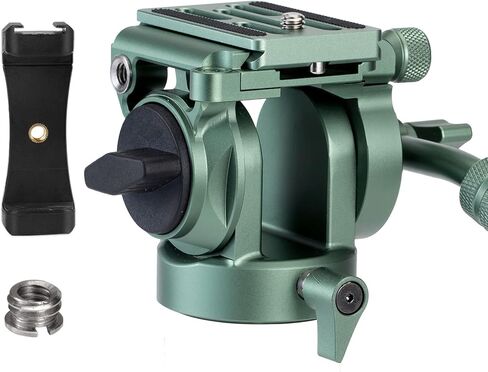 رأس فيديو Avella، رأس حامل ثلاثي مع لوحة إطلاق سريعة لـ Arca Swiss ورافعة قابلة للتعديل، لكاميرا Canon Nikon Sony Olympus Panasonic DSLR المدمجة - V502 Green in Kuwait