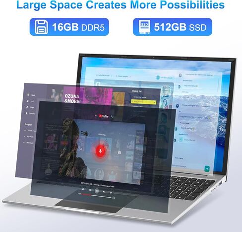 كمبيوتر محمول Jumper، أجهزة كمبيوتر محمولة بذاكرة وصول عشوائي 16 جيجابايت، 512 SSD، وحدة معالجة مركزية N100 تصل إلى 3.4 جيجا هرتز، كمبيوتر محمول بشاشة 16 بوصة FHD IPS 1920x1200، نظام تبريد، بطارية 38WH، 4 مكبرات صوت ستيريو، HDMI، USB3.0 * 3، 16;10. in Kuwait