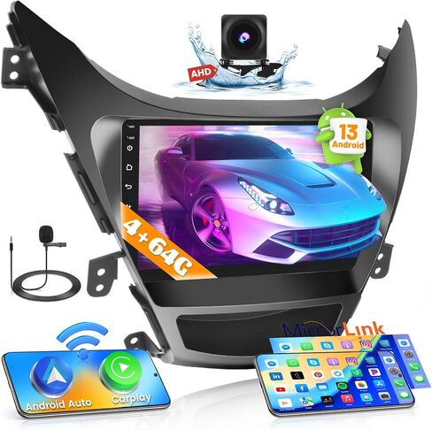 Hikity 4+64G Android 13 Carplay Stereo for 2011-2013 Hyundai Elantra Radio, 9 Inch IPS Touch Screen Radio, Wireless Carplay Android Auto, Bluetooth GPS WiFi 36EQ DSP FM RDS SWC+Mic, AHD Backup Cam in Saudi Arabia