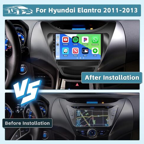 Hikity 4+64G Android 13 Carplay Stereo for 2011-2013 Hyundai Elantra Radio, 9 Inch IPS Touch Screen Radio, Wireless Carplay Android Auto, Bluetooth GPS WiFi 36EQ DSP FM RDS SWC+Mic, AHD Backup Cam in Saudi Arabia