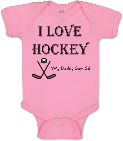 Cute Rascals Custom Baby Bodysuit I Love Hockey My Daddy Says So Cotton Boy & Girl Clothes in Saudi Arabia