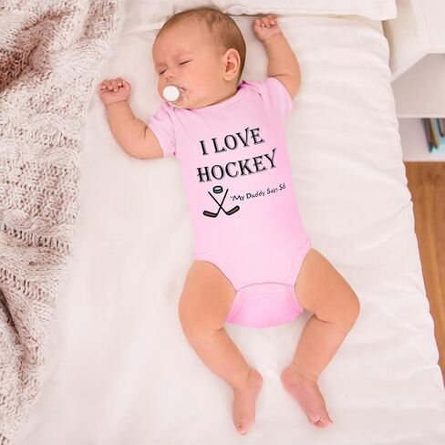 Cute Rascals Custom Baby Bodysuit I Love Hockey My Daddy Says So Cotton Boy & Girl Clothes in Saudi Arabia