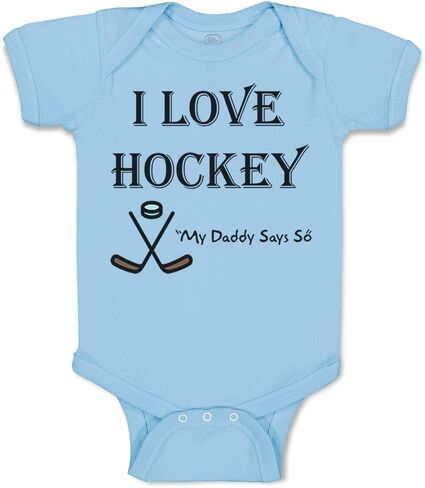 Cute Rascals Custom Baby Bodysuit I Love Hockey My Daddy Says So Cotton Boy & Girl Clothes in Saudi Arabia
