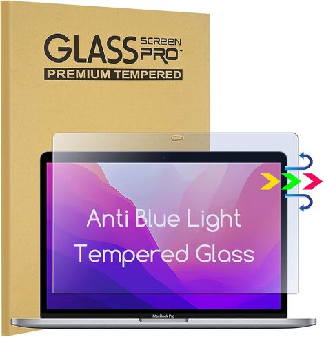 واقي شاشة KEANBOLL MacBook Pro 13، (مضاد للضوء الأزرق) واقي شاشة من الزجاج المقوى لجهاز MacBook Pro 13 2020-2022 M2/M1& MacBook Air 13 2021-2018 M1، مضاد لبصمات الأصابع، طبقة زجاجية لحماية العين in Saudi Arabia