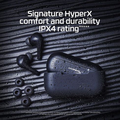 HyperX Cloud MIX Buds - سماعات أذن لاسلكية حقيقية، وضع ألعاب بزمن وصول منخفض 2.4 جيجا هرتز، متوافق مع Bluetooth، بطارية طويلة الأمد، برامج تشغيل 12 مم، 3 أحجام لأطراف الأذن من السيليكون، سماعة رأس DTS:X in Kuwait