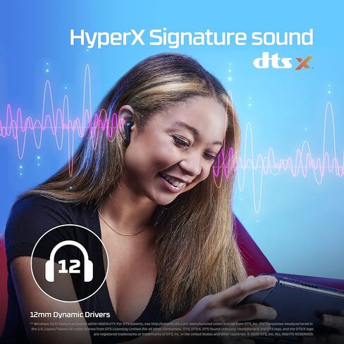 HyperX Cloud MIX Buds - سماعات أذن لاسلكية حقيقية، وضع ألعاب بزمن وصول منخفض 2.4 جيجا هرتز، متوافق مع Bluetooth، بطارية طويلة الأمد، برامج تشغيل 12 مم، 3 أحجام لأطراف الأذن من السيليكون، سماعة رأس DTS:X in Kuwait