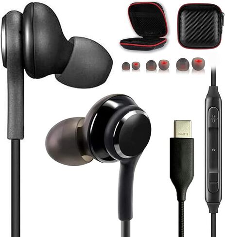 USB Type c Headphone Earbuds for Samsung Galaxy Note 10 Plus 5g Earphones with Microphone s23 s22 s20 s20+ Plus s21 Black Ear Buds Phones fe usbc in Kuwait