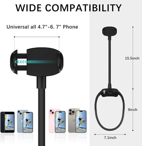 حامل هاتف خلوي B-Land للسرير، حامل هاتف مستلقي على الرقبة، حامل هاتف مرن بدون استخدام اليدين، حامل تسجيل فيديو POV/Vlog Selfie Mount للهاتف 4.7 بوصة - 6.7 بوصة in Kuwait