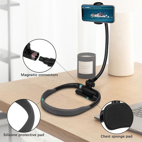 حامل هاتف خلوي B-Land للسرير، حامل هاتف مستلقي على الرقبة، حامل هاتف مرن بدون استخدام اليدين، حامل تسجيل فيديو POV/Vlog Selfie Mount للهاتف 4.7 بوصة - 6.7 بوصة in Kuwait