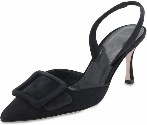 حذاء بكعب Slingback، حذاء نسائي بكعب ستيليتو بمقدمة مدببة وإبزيم صندل بكعب عالٍ مناسب للمكتب للسيدات وحفلات الزفاف in Kuwait