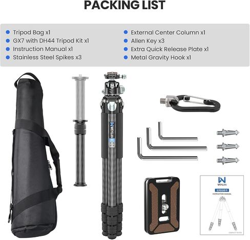 81'' Carbon Fiber Tripod for Camera WEYLLAN Heavy Duty Tripod Camera, 10-Layer Carbon Fiber Tube, 32.5mm Professional Tripod Leg with DSLR Ball Head for Camcorder Telephoto Lens, Max Load 20kg in Saudi Arabia