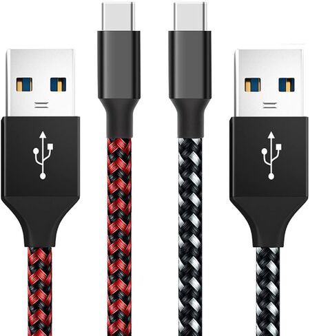 [2-Pack 10FT]Nylon Braided Type C Charger Cord Compatible with Samsung Galaxy S10 S9 S8 S20 Plus A51 A12 A11, Note 10 9 8, PS5 Controller/for Xbox Series X S Controller Charger(Red&White) in Saudi Arabia