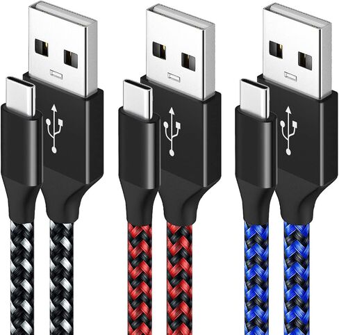 [2-Pack 10FT]Nylon Braided Type C Charger Cord Compatible with Samsung Galaxy S10 S9 S8 S20 Plus A51 A12 A11, Note 10 9 8, PS5 Controller/for Xbox Series X S Controller Charger(Red&White) in Saudi Arabia