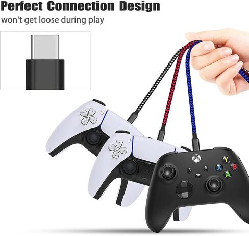 [2-Pack 10FT]Nylon Braided Type C Charger Cord Compatible with Samsung Galaxy S10 S9 S8 S20 Plus A51 A12 A11, Note 10 9 8, PS5 Controller/for Xbox Series X S Controller Charger(Red&White) in Saudi Arabia