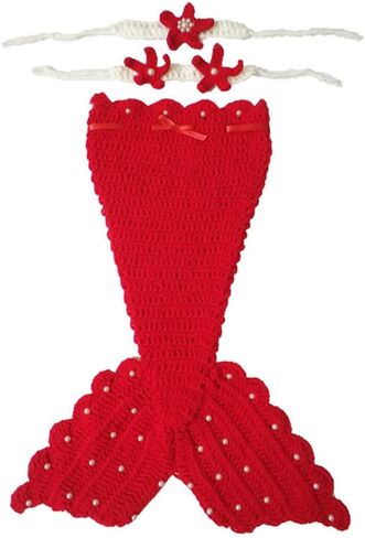 Vemonllas Newborn Photography Prop Mermaid Outfit Baby Photoshoot Props Mermaid Tail Baby Mermaid Photo Prop Headband Bra in Saudi Arabia