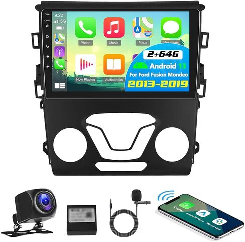 2+64G Car Stereo for Ford Fusion Mondeo 2013 2014 2015 2016 2017 2018 2019 Support Wireless Carplay and Android Auto - 9 inch Android Touchscreen Radio with GPS Navigation/WiFi/FM/RDS in Saudi Arabia