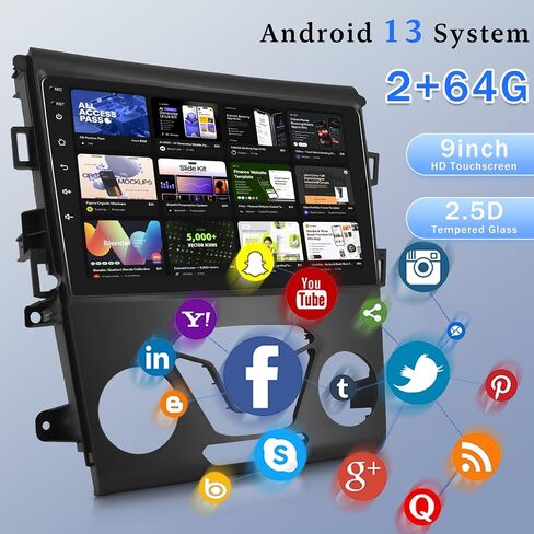 2+64G Car Stereo for Ford Fusion Mondeo 2013 2014 2015 2016 2017 2018 2019 Support Wireless Carplay and Android Auto - 9 inch Android Touchscreen Radio with GPS Navigation/WiFi/FM/RDS in Saudi Arabia