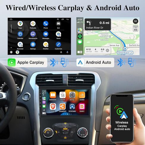 2+64G Car Stereo for Ford Fusion Mondeo 2013 2014 2015 2016 2017 2018 2019 Support Wireless Carplay and Android Auto - 9 inch Android Touchscreen Radio with GPS Navigation/WiFi/FM/RDS in Saudi Arabia
