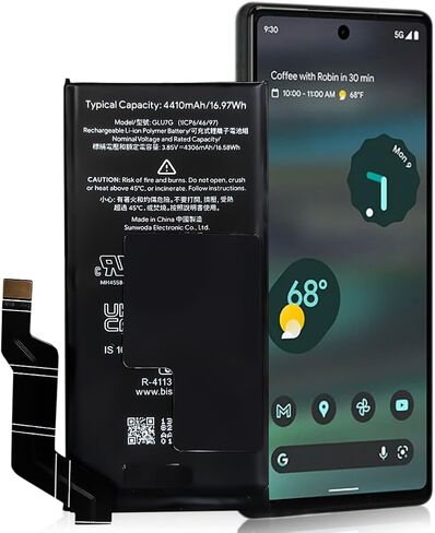 بطارية SHENMZ بقدرة 4410 مللي أمبير في الساعة لجهاز Pixel 6a، بطارية بديلة جديدة عالية السعة 0 دورة متوافقة مع Google Pixel 6a 6.1 بوصة موديل GX7AS، GB62Z، G1AZG مع مجموعات أدوات الإصلاح in Kuwait