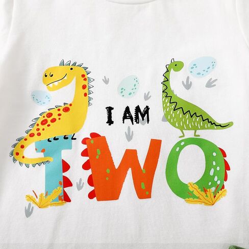 Dinosaur Birthday Baby Outfit for Boy Girls | 1st/2nd/3rd Short Sleeves Summer T-Shirt and Shorts 2 Piece Set Cake Smash Clothes in Saudi Arabia
