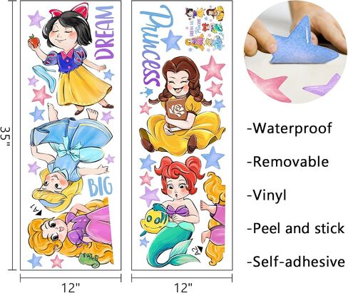 Mfault Dream Big Princess Wall Decals Stickers, Mermaid Decoration Nursery Girls Bedroom Art, Stars Toddlers Kids Playroom Living Room Home Decor in Saudi Arabia