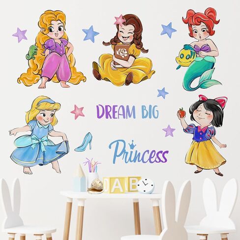 Mfault Dream Big Princess Wall Decals Stickers, Mermaid Decoration Nursery Girls Bedroom Art, Stars Toddlers Kids Playroom Living Room Home Decor in Saudi Arabia