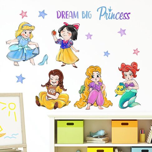 Mfault Dream Big Princess Wall Decals Stickers, Mermaid Decoration Nursery Girls Bedroom Art, Stars Toddlers Kids Playroom Living Room Home Decor in Saudi Arabia